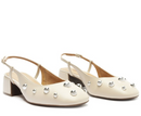 Sapatilha Slingback Maxi Tachas Salto Bloco Branca
